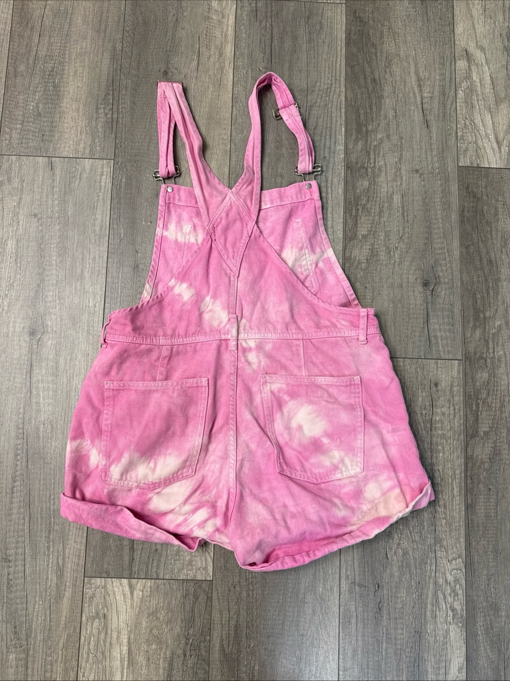 We The Free Pink Tie-Dye Short Overalls - Picture 4 of 5
